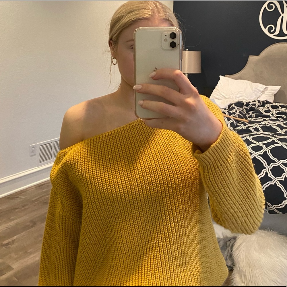Misguided off the shoulder sweater yellow